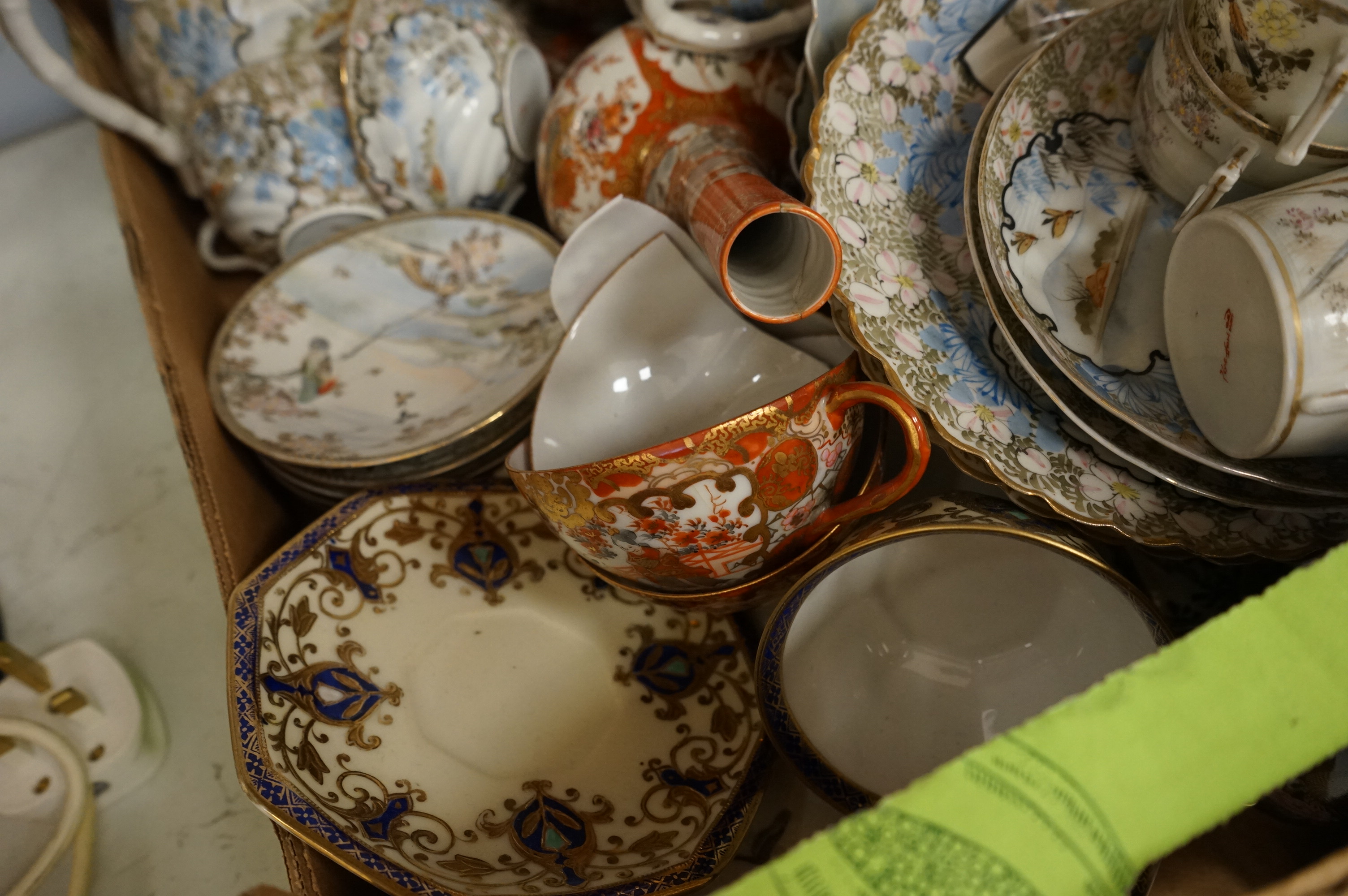 A large collection of Chinese and Japanese ceramics to include a pair of Satsuma vases, a Satsuma jar and cover and Imari wares